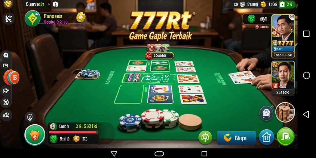 Screenshot gameplay 777RT menunjukkan keseruan bermain Gaple bersama teman.