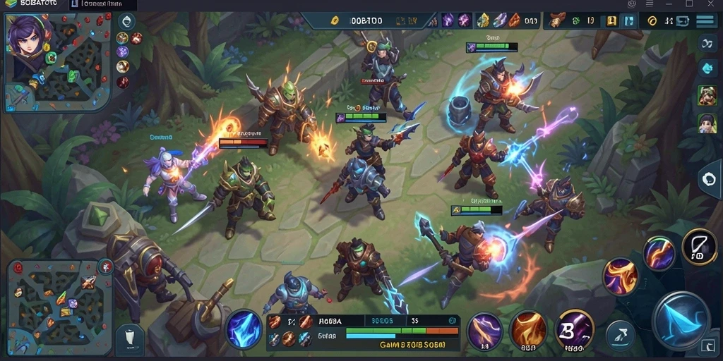 Tampilan gameplay seru BOBATOTO yang menunjukkan aksi MOBA intens.
