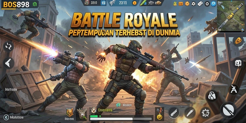 Gameplay BOS898 dalam pertandingan Battle Royale yang intens.