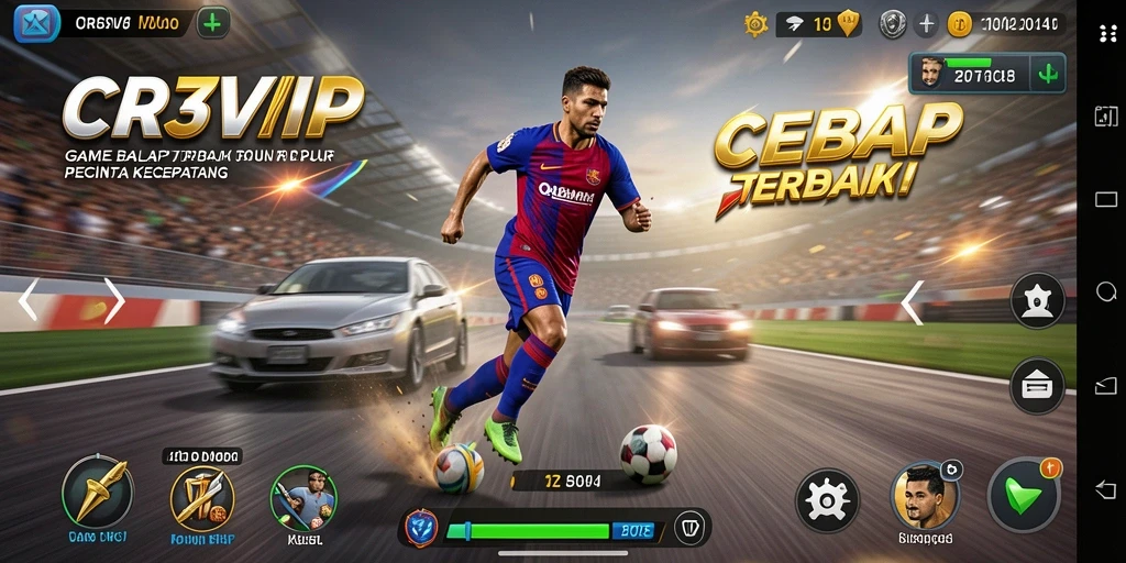Tangkapan layar gameplay CR7VIP menampilkan balapan mobil yang menegangkan dan grafis berkualitas tinggi.