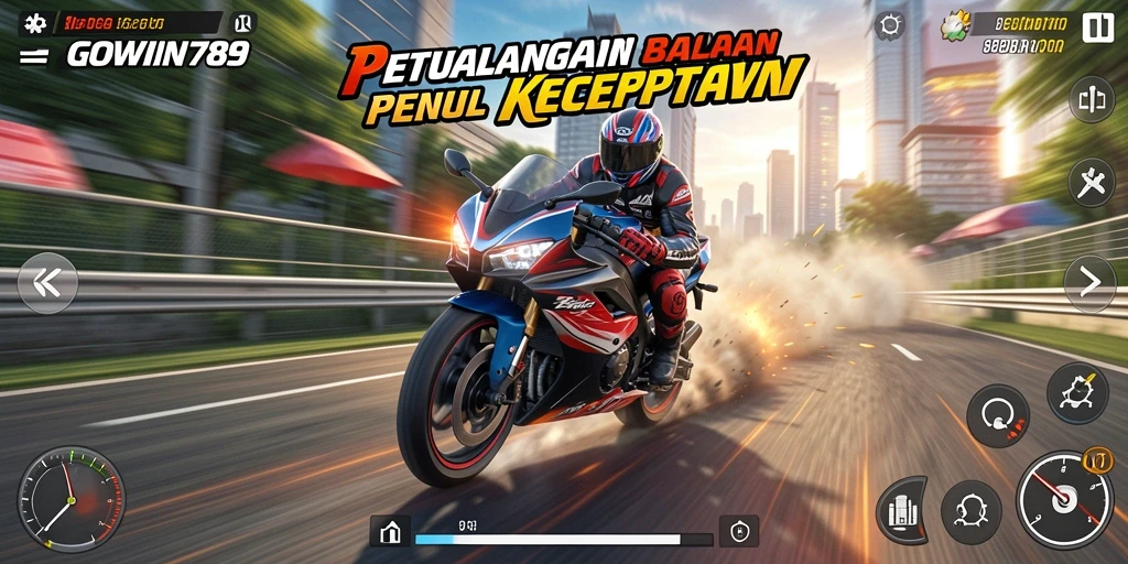 Screenshot GOWIN789 menampilkan balapan sepeda motor yang seru dan penuh aksi.