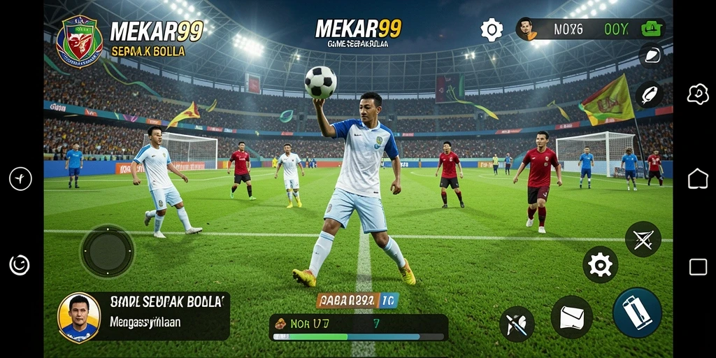 Screenshot utama MEKAR99 menampilkan momen pertandingan yang mendebarkan.