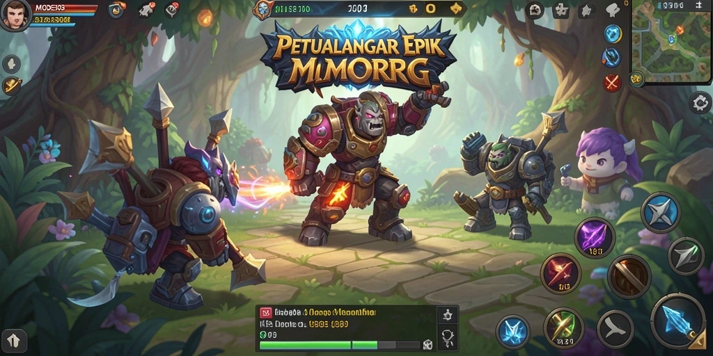 Tangkapan layar MODE303 menunjukkan pertarungan epik antar pemain di dunia fantasi.