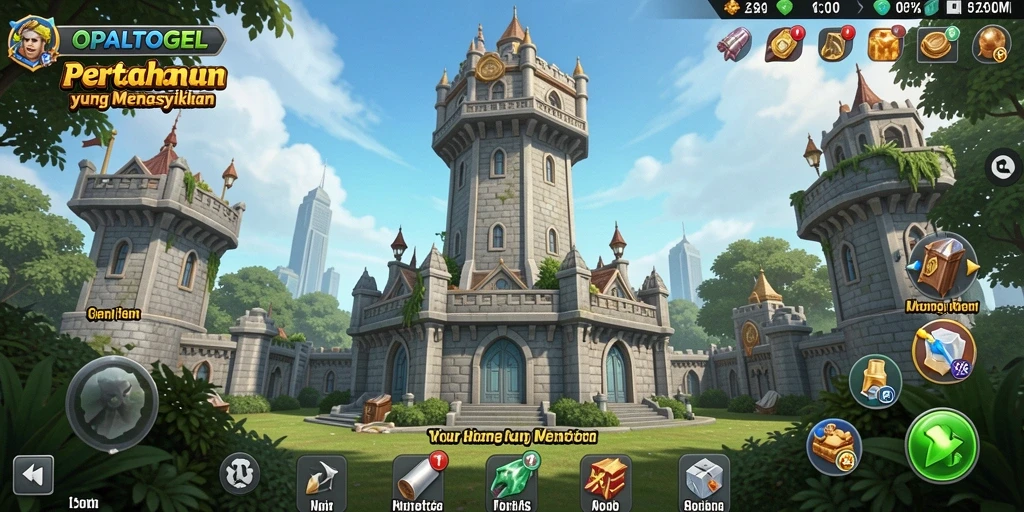 Screenshot gameplay OPALTOGEL menampilkan menara yang siap bertahan dari serangan musuh.