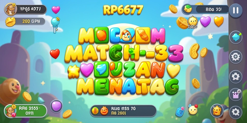 Screenshot utama RP6677 menampilkan gameplay Match-3 yang menarik.