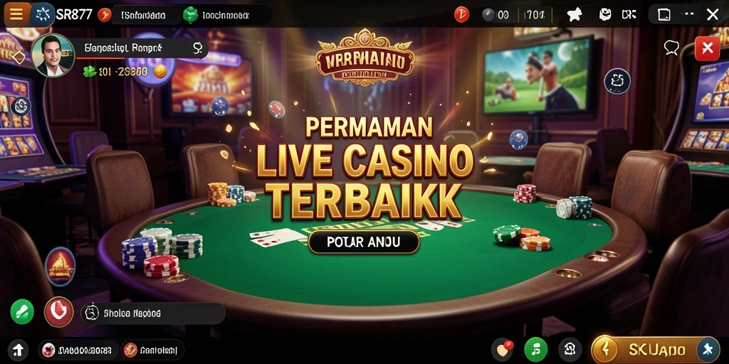 Tangkapan layar gameplay SR877 yang menampilkan dealer langsung dan pemain aktif.