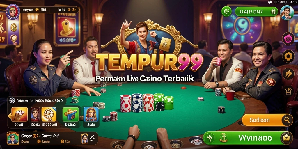 Screenshot gameplay Live Casino TEMPUR99 dengan dealer langsung.