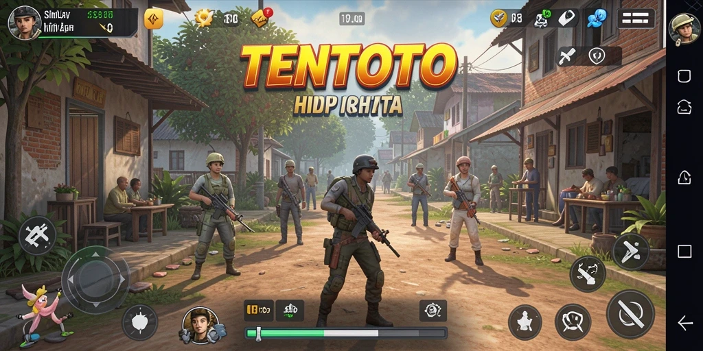 Screenshot utama TENTOTO menampilkan kehidupan virtual yang dinamis.