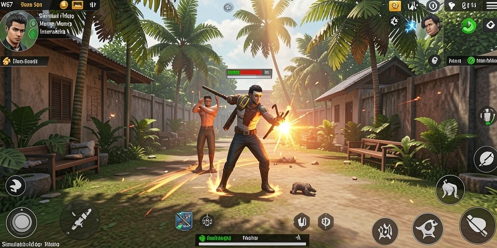 Tampilan gameplay menarik W67 menunjukkan karakter yang berinteraksi dalam dunia virtual.