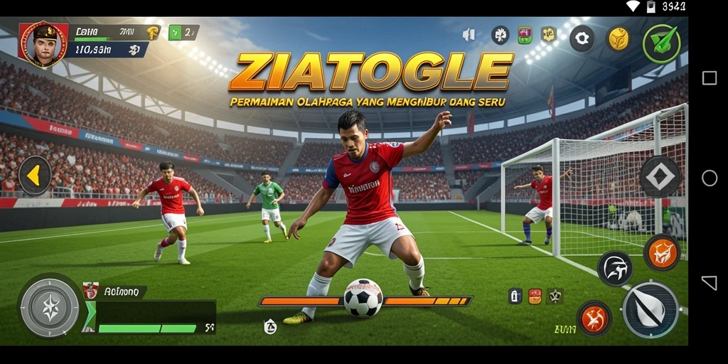 Screenshot gameplay ZIATOGEL yang menampilkan aksi olahraga yang seru.